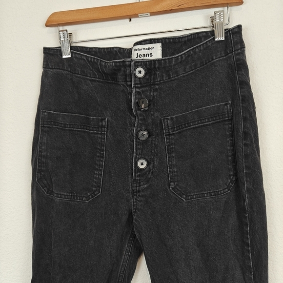 Reformation Straight Leg Elsie Black Washed Out High Rise Jeans Size 29 Women's - Picture 8 of 16